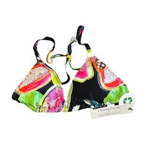 NWT Christian Lacroix x Swiminista Bikini Top, Tropical Print, Women’s XS